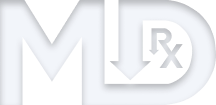 Large, bold blue letters MD on a dark background. The D is stylized with an extended vertical line connecting to the M.